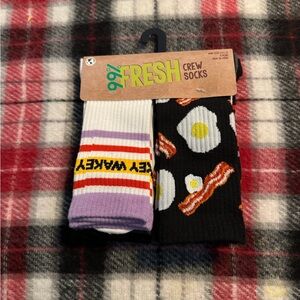 Fresh Men’s Casual Socks Purple and Black Size 6 1/2 - 12 - Five Pair